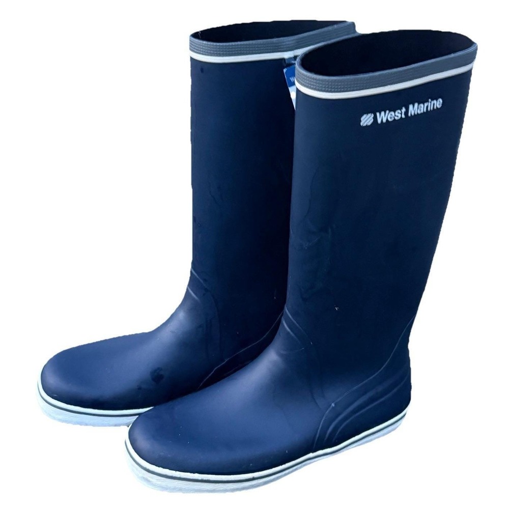 New W/O/T Blue West Marine Sz 41, Wns 9-9.5 Men 8-8.5 Waterproof Rain Deck Boots